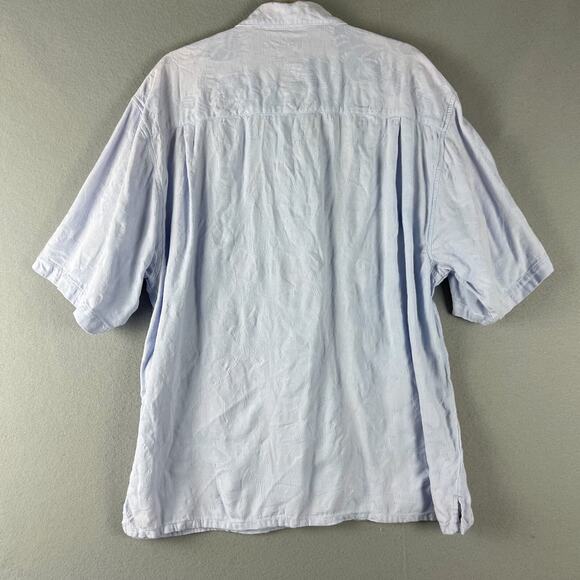 Vintage Ocean Pacific OP Shirt Mens XL Blue Button Up Jacquard Hawaiian Tropical - Picture 9 of 13